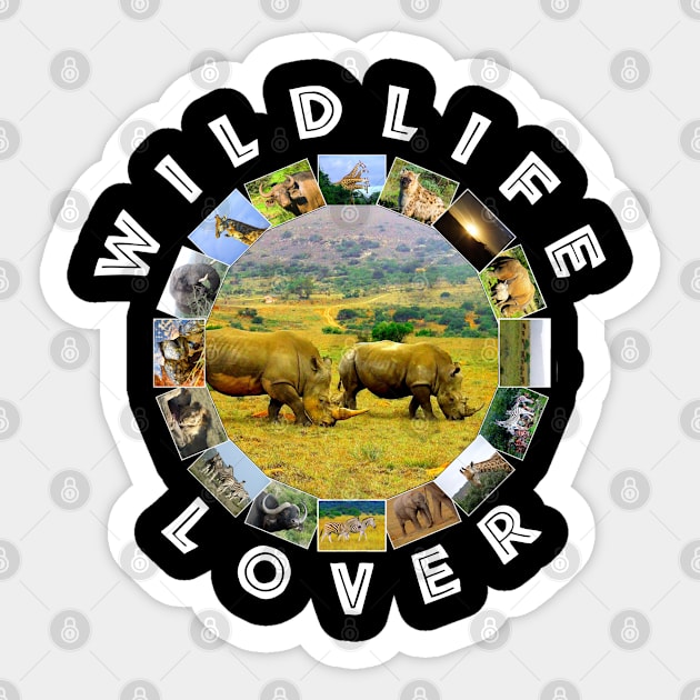Wildlife Lover Rhinoceros Pair Sticker by PathblazerStudios
